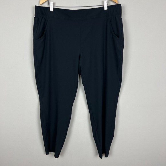 EDDIE BAUER‎ Traveler Pants Womens XL Black Pull On Elastic Waist Stretch Active - Picture 1 of 15